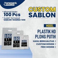 Sablon Plastik HD Plong Warna Putih | Custom / Free Desain Plastik Plong Kantong Baju Plastik PE | P