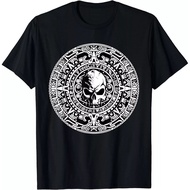 Hot Sale! Aztec Calendar Skull Flag Azteca Mexican Design T-Shirt