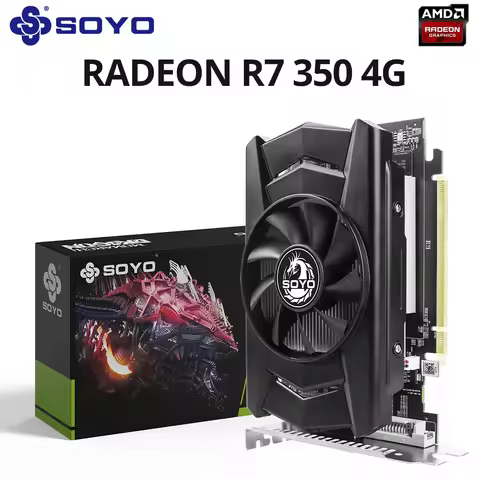 SOYO AMD Radeon R7 350 4GB Graphics Card DDR5 Memory 128Bit HDMI-compatible VGA DVI Video Card for D
