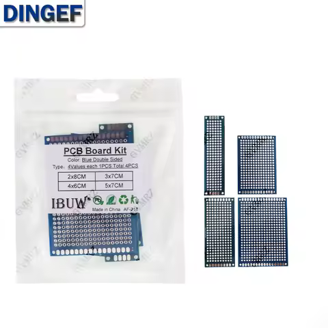 4PCS blue Assorted Size PCB Prototype Board 2x8/3x7/5x7/4x6CM Universal Breadboard for Arduino DIY E