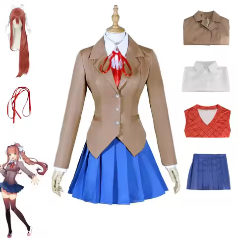 Anime Doki Doki Literature Club Monika Cosplay Costumes Sayori Yuri Natsuki Halloween Costumes for W