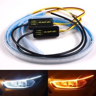 屯京 - 2PCS 雙色LED流水日行燈 免拆大燈 超薄LED導光條 跑馬流水燈 帶轉向淚眼LED大燈