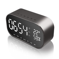 S2 Stereo Bluetooth Speaker Wireless Mirror Alarm Clock LED Display Support Micro SD Card FM Radio