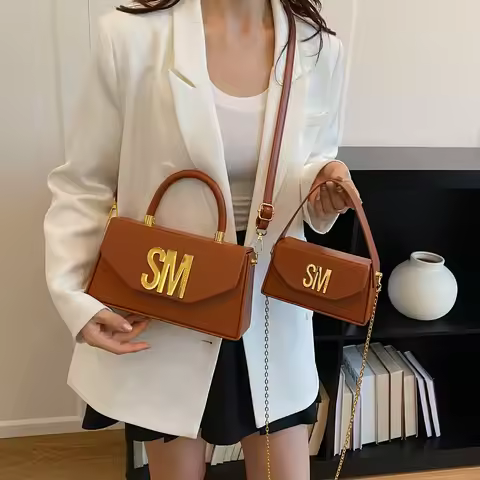 Steve Madden high-end texture hand-held small square bag, fashionable size combination shoulder bag,