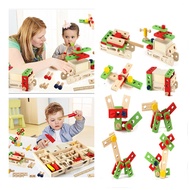 43Pcs Wooden Tool Toolbox Construction Building DIY Kids Toy