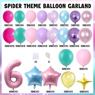 Pink Purple Balloon Arch Kit, Girls 6th Birthday Balloon Garland, Hot Pink Teal Blue Balloons with N