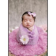 Knitted swaddle blanket with wrapped model, baby photoshoot prop