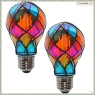 [dreamedge] LED Painted Glass Light Bulb E26 2 Pack 4W 120V Stained Glass Light Bulb Colorful LED Li