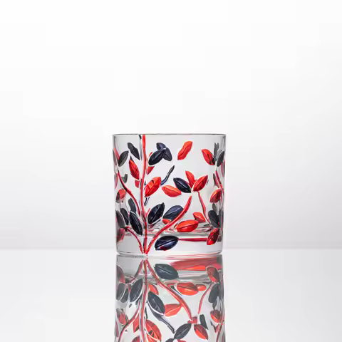 Italy Murano Design Colored Whiskey Glass Laurel Leaves National Essence Zecchin Crystal Drink Cup O