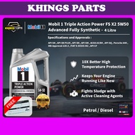 MOBIL 1 Car Engine Oil Minyak Hitam Kereta FS X2 Triple Action Power 5W50 Advanced Fully Synthetic 4