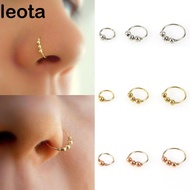 LEOTA Nose Ring Fashion Retro Nostril Hoop Eyebrow Cartilage Helix Hoop Stud Round Beads