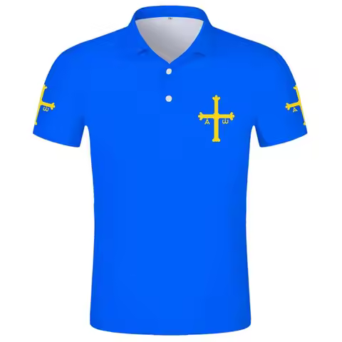 Asturies Polo Shirt Free Custom Made Oviedo Gijon Polo Shirt Print Flag Word Mieres Langreo Spain Sp