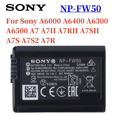 Original SONY NP-FW50 NP FW50 Battery For Sony Alpha A6500 A6300 A6000 A5000 A3000 NEX-3 A7R A7S NEX