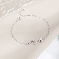 Simple Heartbeat Gift for Girlfriend in Pure Silver Design925Best Friend Jewelry Bracelet Full Body 