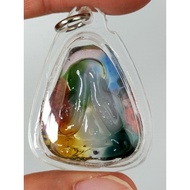 🪂🌈七彩玻璃力泥必达🌈🪂🌈7 colors Glass Leklai Phra Pidta🌈Size:+-4.3cm*3.1cm（包壳，including casing)