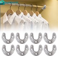 2Sets Closet Rod Holder - Stainless Steel Hardware - Hanging Rod U-shaped Round Tube Bracket Socket - Wardrobe Curtain Fixed Open Flange Seat - Clothes Drying Rod End Support