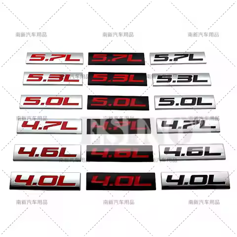 Car Styling 3D Metal Chrome Zinc Alloy Adhensive Emblem 4.0L 4.6L 4.7L 5.0L 5.3L 5.7L Body Trunk Fen
