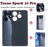 4in1 Tecno Spark 10 Pro เคสโทรศัพท์ Tecno Spark 10 Pro เคสโทรศัพท์ซิลิโคนนิ่ม + ฟิล์มกระจกเทมเปอร์ + ฟิล์มเลนส์ + ฝาหลัง