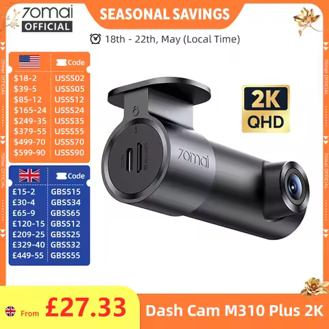 70mai Dash Cam M310 Plus 2K English Voice Control 1440P WDR Night Vision 24H Parking Surveillance 70