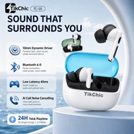 TikChic TC-05 TWS Bluetooth Earphones, Semi-Transparent Case, Bluetooth 6.0, 3.8g Lightweight, 24H B