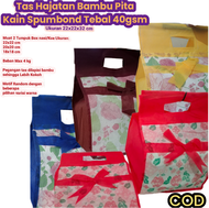 Tas hajatan bambu pita spunbond tebal sedang ukuran 22 cm 12 pcs # goodie bag berkat box kotak kado