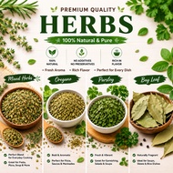 Premium Dried Herbs Mixed Herbs, Oregano, Parsley, Bay Leaf