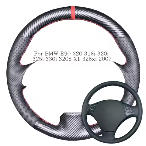 Carbon Fiber Leather Car Steering Wheel Cover For BMW E90 320 318i 320i 325i 330i 320d X1 328xi 2007