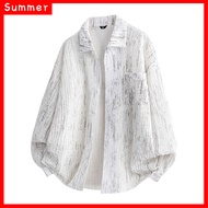 [M-8XL] Large Size Men's Long-Sleeved Shirt Men's Jacket Smudge Shirt