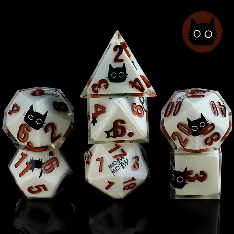 D N D Dice Set (7-Piece) with Dice Box,Funny Novelty Fun Stuffed Animal Polyhedral Dice Set,Sharp Ed