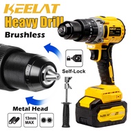 KEELAT Brushless Heavy Duty Cordless Drill Impact Hammer Screwdriver 20V Portable Wall Hand Hammer Electric Drill Tools