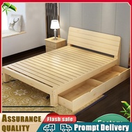 【Drawers】180/120 Bed With Drawers Double Wooden Bed Frame  Nordic Bed Frame