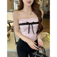 TW Sweet Bow Satin Sleeveless Vest Summer Pure Desire Sexy Tube Top Outer Wear Design Sense One-Shou