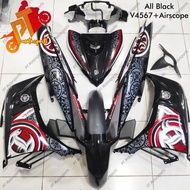 Yamaha LC 135 Cover Set Black Hitam Kilat  V1 V2 V3 V4 V5 V6 V7 Batik Hitam Merah Red NO 6 Siap Leka