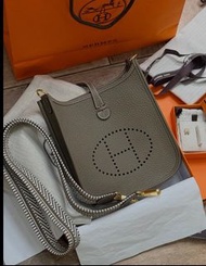Hermes mini Evelyne 大象灰金扣