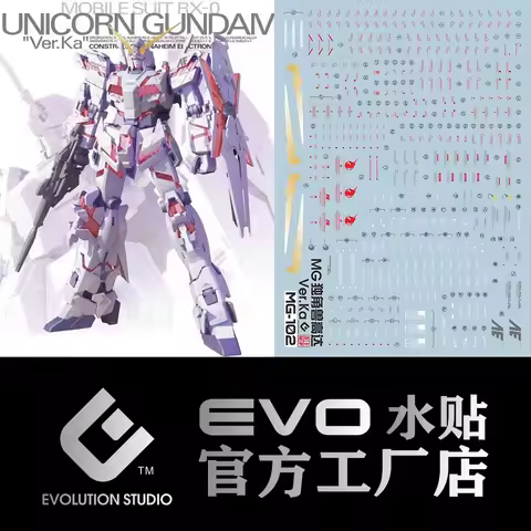 EVO Model Decals Water Slide Decals Tool For 1/100 MG Unicorn Ver.Ka Fluorescent Sticker Models Deta