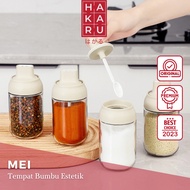 [HAKARU]MEI Kitchen Spice Bottle With Spoon Spooned Spice Container Salt And Pepper Glass Bottle Salt Pepper Glass Container Practical Spice Storage Spoon Lid