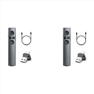 (LAU0) 2X 2-In-1 USB Type C Presentation Clicker Rechargeable Wireless Presenter Remote Clicker for 