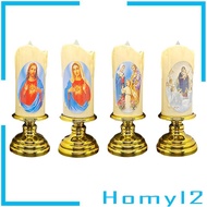 [HOMYL2] Flameless Prayer Candles Lamp LED Candle Lights for Religious Patio Larterns
