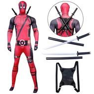 NEW Adults Deadpool Swords Costume Kids Boys Superhero Cosplay Spandex with Accessories Christmas Pr