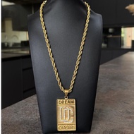 9ct Gold Rope Chain Necklace With DreamChaser Pendant Iced Out Charm Mens Boys Teens Gold Filled