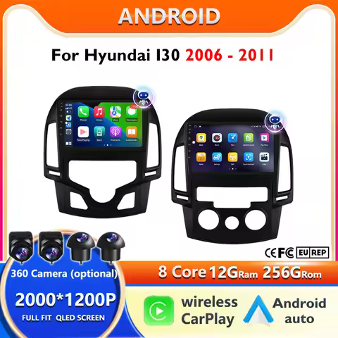 QLED 2din Android 15 Carplay 9-inch 2K HD screen Radio for Hyundai I30 2006 -2011 WiFi 4G Multimedia