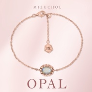 Mizuchol กำไลเงินแท้ชุบ Rose Gold ประดับพลอย Opal  Pink Tiara Bracelet 