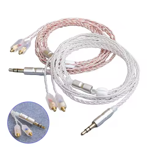 HiFi Earphone Upgrade Cable MMCX 3.5mm 1.2m Silver Plated Core Cable For Sennheiser IE200/IE300/IE60