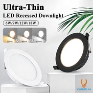 CANMEIJIA 3pcs Ultra-Thin Recessed Downlight 6/9/12/18W 3 colors LED Spotlight Ceiling Light 2.5/3.5