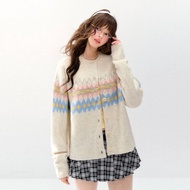 費爾島開衫毛衣女 綿羊毛針織上衣外套