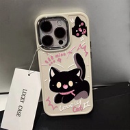 Cute Black Cat Cartoon Pattern Phone Case Compatible for IPhone11 12 13 14 15 Pro Max 7 8 Plus X XR XS MAX SE 2020 Luxury Soft Shockproof Case