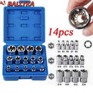 BALLYKA 14PCS/Set Hexagon Socket Nut Socket, E4-E24 External Hex Wrench Head Star Socket Set, Versat