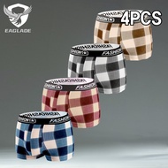 EAGLADE 4PCS Boxer Brief for Mens Underwear Man Breathable Stretchable in Black H08
