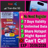 THAILAND  NEW DTAC ECO SIM 7 Days UNLIMITED INTERNET 2024/2025 (泰国7天网卡）