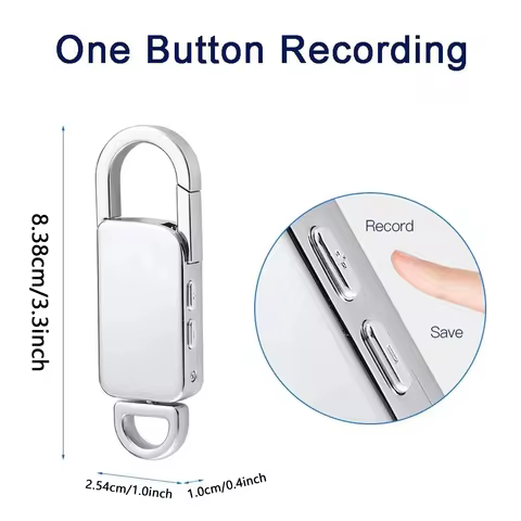 64GB Mini Digital Recorder Spy Keychain Voice Recorder -750 Hours 192KBPS One-key Recording Voice Ac